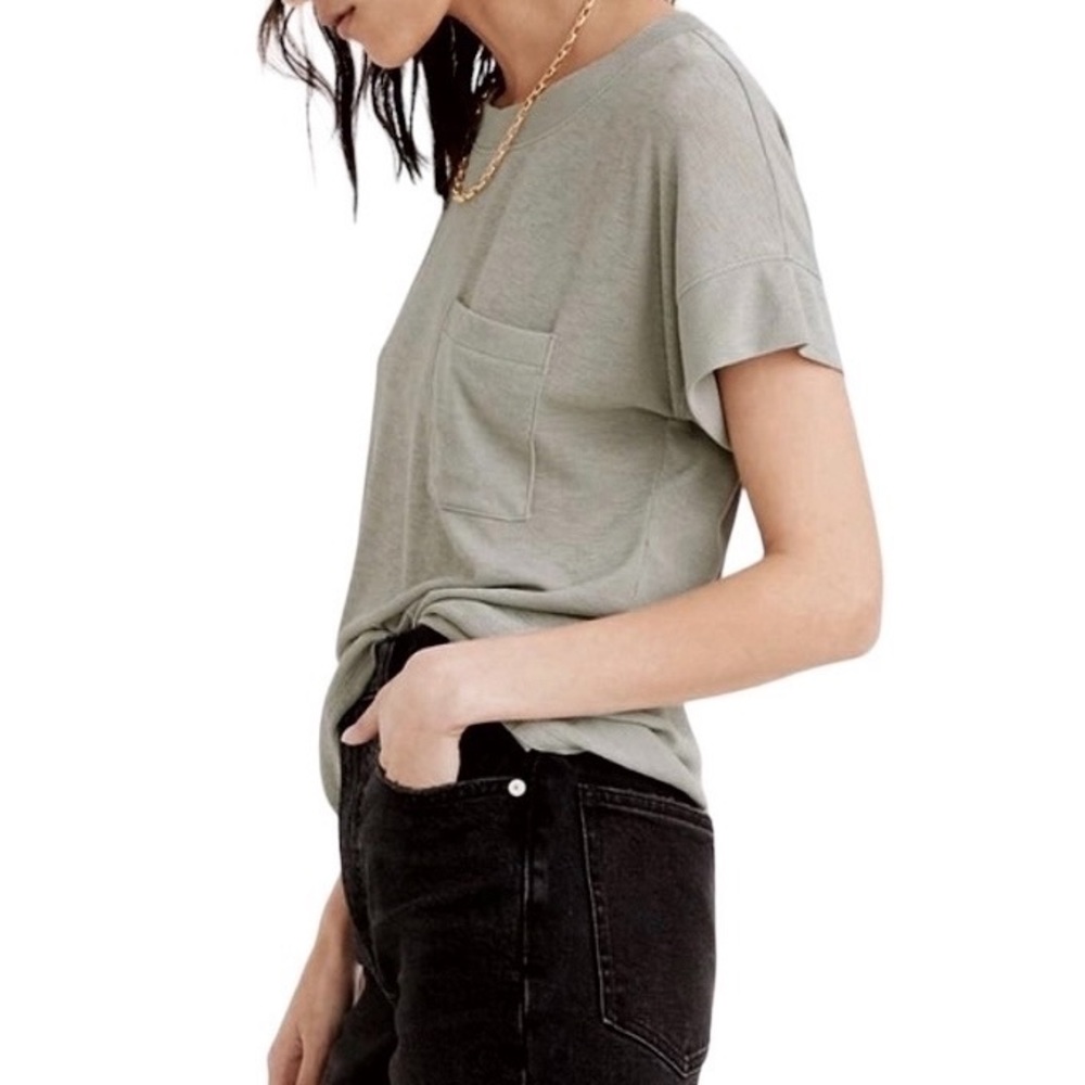 Madewell Eastover Light Green Pocket Tee Size XS NWT